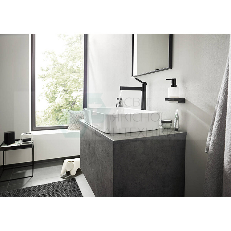 Купити Дозатор підвісний для рідкого мила Brushed Black/скло Hansgrohe ...