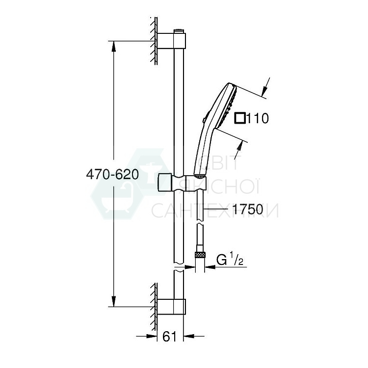 Купити Душовий гарнітур Grohe Tempesta Cube 110 26748003 хром | SvitSanteh