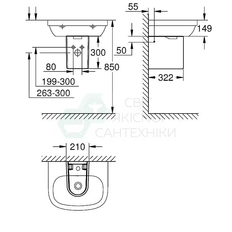 Купити Умивальник з напівп'єдесталом Grohe Euro Ceramic 55 39336000/ ...