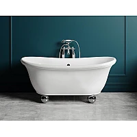 Ванна окремостояча WGT Water Stone PALLA 1700×910 на ніжках, Solid Surface, білий 