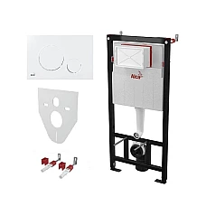 Інсталяція для підвісного унітазу Alca Plast Комплект 4в1 AM101/1120 з білою кнопкою M670