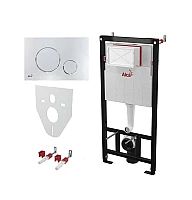 Інсталяція для підвісного унітазу Alca Plast Комплект 4в1 AM101/1120 з хромованою кнопкою M671