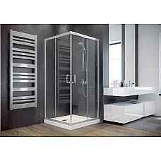 Душевая кабина квадратная Besco Modern 80x80x185 матовые стекла, профиль хромированный