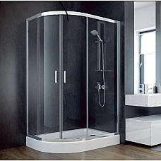 Душевая кабина асимметричная Besco Modern 100x80x185 прозрачное стекло, профиль хромированный