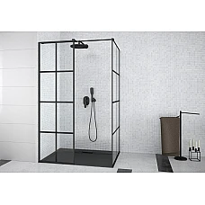 Душевая кабина walk in EXCEA 120x90x190 стекло прозрачное, черный профиль