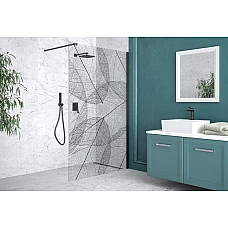 Душевая перегородка walk in LEAFY 120x200 стекло прозрачное с узором