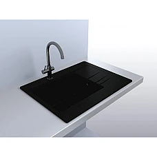 Чорна кухонна мийка Fancy Marble Bodrum 650 black