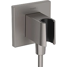 Шлангове під'єднання з тримачем Brushed Black Chrome Hansgrohe FixFit Porter E 26889340