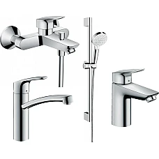 Набор смесителей для ванной и кухни EcoSmart (71104+7140+31806+26534400) HANSGROHE Logis/Focus 100 20200012