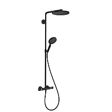 Душевая система Showerpipe PowderRain 1jetP с термостатом Matt Black HANSGROHE Raind Raindance S 240 27633670