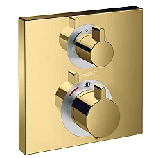Термостат скрытого монтажа запорно-переключающий двухрежимный Polished Gold HANSGROHE Ecostat Square 15714990