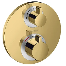 Термостат скрытого монтажа запорно-переключающий двухрежимный Polished Gold Optic HANSGROHE Ecostat Square 15758990