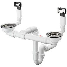 Сифон D15-10 с переливом для мойки из стали на две чаши Stainless Steel Hansgrohe 43922800