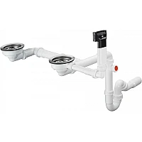 Сифон D17-10 с переливом для мойки из композита на две чаши Hansgrohe 43928000