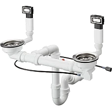 Сифон D15-12 Automatic с переливом для мойки на две чаши Select Stainless Steel Hansgrohe 43942800