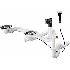 Сифон D17-12 Automatic с переливом для мойки из композита на две чаши Select Hansgrohe 43948000