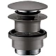 Донний клапан для умивальників з переливом push-open Brushed Black Hansgrohe 50100340