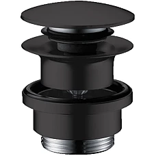 Донний клапан для умивальників з переливом push-open Matt Black Hansgrohe 50100670