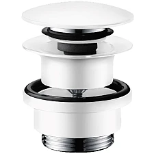 Донний клапан для умивальників з переливом push-open Matt White Hansgrohe 50100700