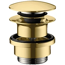 Донный клапан для умывальников с переливом push-open Polished Gold Optic Hansgrohe 50100990