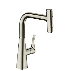 Змішувач кухонний з витяжним виливом 2jet HANSGROHE Metris Select 240 Stainless Steel Finish 73822800