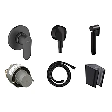 Комплект гігієнічного душу з лійкою Noken Round Matt Black Hansgrohe Vernis Blend 20220001