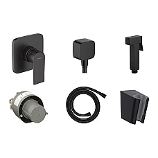 Комплект гігієнічного душу з лійкою Noken Square Matt Black Hansgrohe Vernis Shape 20220002 