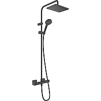 Душевая система 1jet EcoSmart с термостатом MattBlack HANSGROHE 26097670 Vernis Shape Showerpipe 230