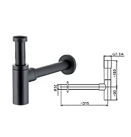Черный сифон для умывальника KFA ARMATURA 600-003-81