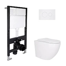 Готове рішення Qtap для ванної кімнати: підвісний унітаз Robin Ultra Quiet 520x365x365 + комплект інсталяції Standard (кругла клавіша White)