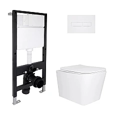 Готове рішення Qtap для ванної кімнати: підвісний унітаз Tern Ultra Quiet 525x345x360 + комплект інсталяції Standard (лінійна клавіша White)