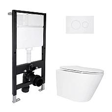 Готове рішення Qtap для ванної кімнати: підвісний унітаз Swan Ultra Quiet 485x360x320 + комплект інсталяції Standard (кругла клавіша White)