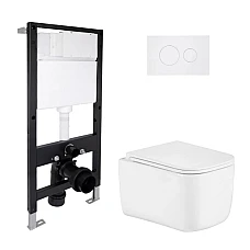 Готове рішення Qtap для ванної кімнати: підвісний унітаз Gemini Ultra Quiet 485x340x350 + комплект інсталяції Standard (кругла клавіша White)