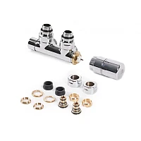 Комплект термостатичних  вентилів Terma WRZT5G2-CR, кутовий, правий, хром