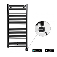 Рушникосушка чорна Zehnder Virando 1296x500 електрична 