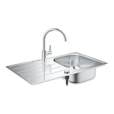 Комплект мийка для кухні K200 + змішувач BauEdge Grohe 31562SD1 нержавіюча сталь