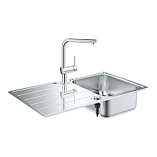 Комплект мийка для кухні K500 + змішувач Minta Grohe 31573SD1 нержавіюча сталь