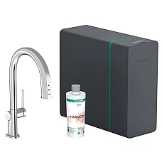 Змішувач для кухні з висувним виливом Hansgrohe Aqittura M91 SodaSystem 210 76836000 Chrome