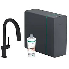 Смеситель для кухни с выдвижным изливом Hansgrohe Aqittura M91 SodaSystem 210 76836670 Matt Black