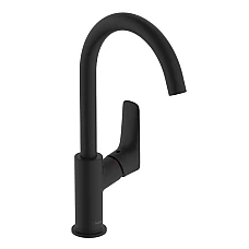 Змішувач одноважільний для раковини з поворотним виливом і pop-up Hansgrohe Logis 71130670 Matt Black