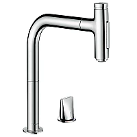 Змішувач кухонний з витяжним виливом 2Jet на 2 отвори Sbox HANSGROHE Metris Select 200 73818000
