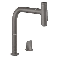 Змішувач для кухні з висувним виливом Hansgrohe Metris Select M71 73818340 чорний хром