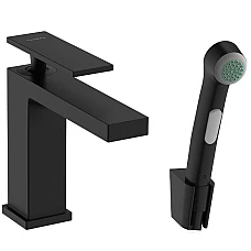 Змішувач для раковини з гігієнічною лійкою Hansgrohe Tecturis E 110 73210670 Matt Black