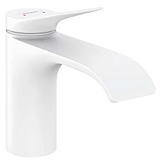 Змішувач для умивальника з донним клапаном pop-up Matt White HANSGROHE Vivenis 80 75010700
