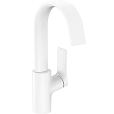 Змішувач для умивальника з поворотним носиком та донним клапаном pop-up Matt White HANSGROHE Vivenis 210 75030700