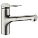 Смеситель для кухни с выдвижным изливом Hansgrohe Zesis M33 150 74820800 Stainless Steel Finish