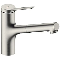 Змішувач для кухні з висувним виливом sBox Hansgrohe Zesis M33 150 74821800 Stainless Steel Finish