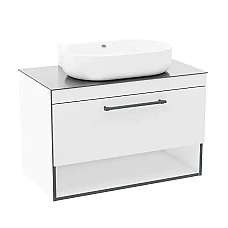 Тумба з накладним умивальником 90 см IMPRESE BLACK EDGE білий