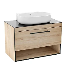 Тумба з накладним умивальником 90 см IMPRESE BLACK EDGE дуб