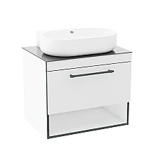 Тумба з накладним умивальником 70 см IMPRESE BLACK EDGE білий